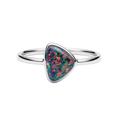 Sterling Silver Synthetic Black Opal Ring