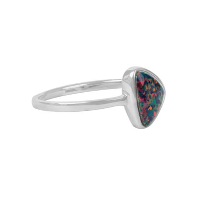 Sterling Silver Synthetic Black Opal Ring