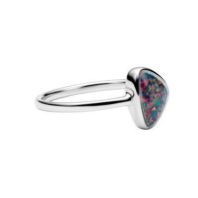 Sterling Silver Synthetic Black Opal Ring