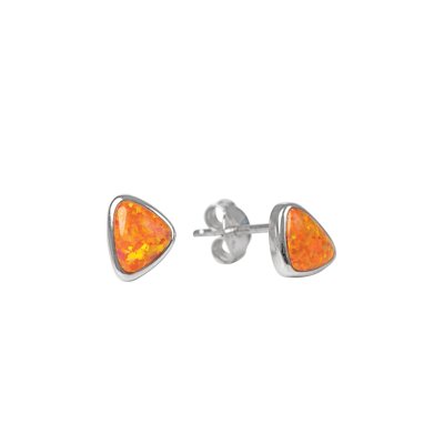 Sterling Silver Synthetic Orange Opal Earrings