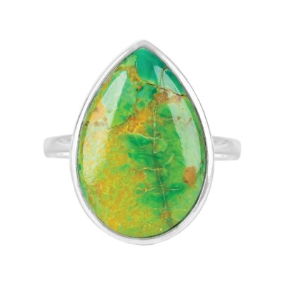 Sterling Silver Green Turquoise Solitaire Ring