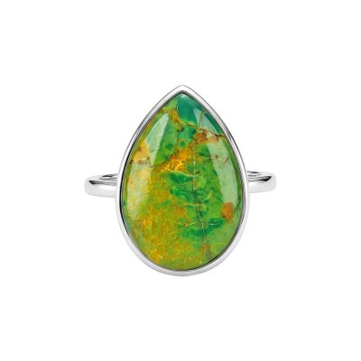 Sterling Silver Green Turquoise Solitaire Ring