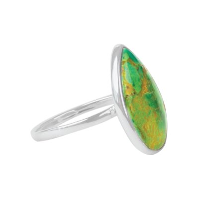 Sterling Silver Green Turquoise Solitaire Ring