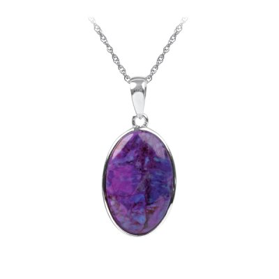 Sterling Silver Purple Turquoise Pendant With Chain 18 Inches