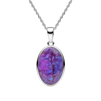 Sterling Silver Purple Turquoise Pendant With Chain 18 Inches