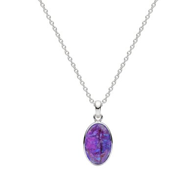 Sterling Silver Purple Turquoise Pendant With Chain 18 Inches