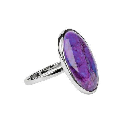 Sterling Silver Purple Turquoise Solitaire Ring