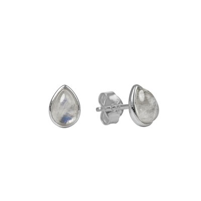 Sterling Silver Rainbow Moonstone Stud Earrings