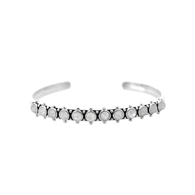 Sterling Silver Rainbow Moonstone Cuff Bangle