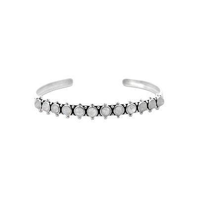 Rainbow Moonstone Sterling Silver Station Cuff Bracelet