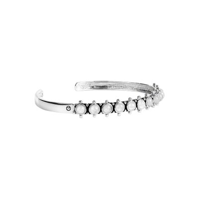 Rainbow Moonstone Sterling Silver Station Cuff Bracelet