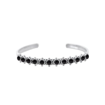 Sterling Silver Black Onyx Cuff Bangle