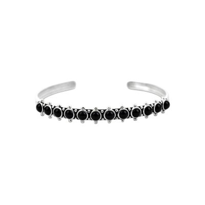 Sterling Silver Black Onyx Cuff Bangle
