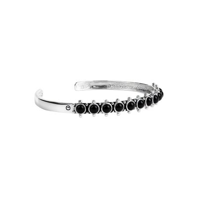 Sterling Silver Black Onyx Cuff Bangle