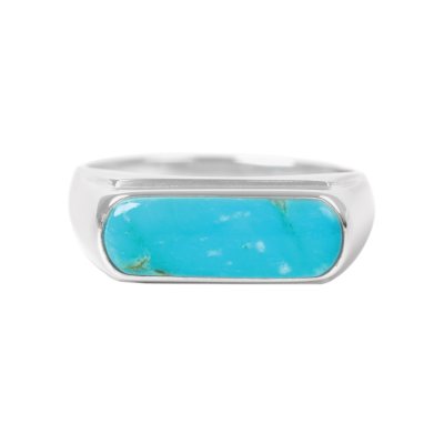 Sterling Silver Blue Kingman Turquoise Signet Ring
