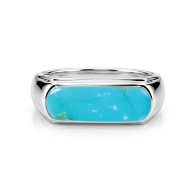 Sterling Silver Blue Kingman Turquoise Signet Ring