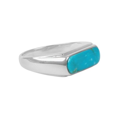 Sterling Silver Blue Kingman Turquoise Signet Ring