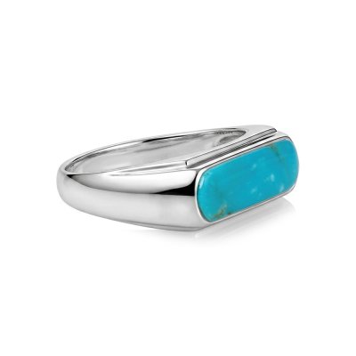 Sterling Silver Blue Kingman Turquoise Signet Ring