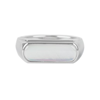 Sterling Silver White Mother Of Pearl Signet Ring