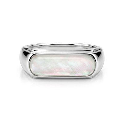 Sterling Silver White Mother Of Pearl Signet Ring