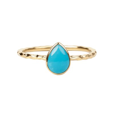 Sterling Silver Sleeping Beauty Turquoise Ring Over 18K Yellow Gold Plated