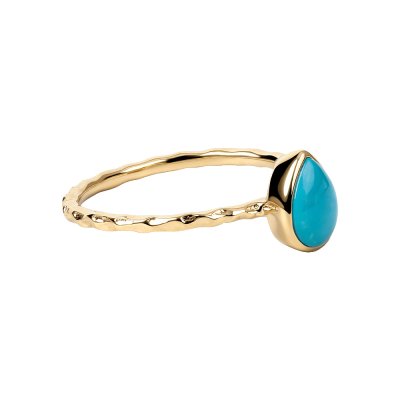 Sterling Silver Sleeping Beauty Turquoise Ring Over 18K Yellow Gold Plated