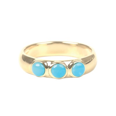 Sterling Silver Blue Sleeping Beauty Turquoise Ring Over 18K Yellow Gold Plated