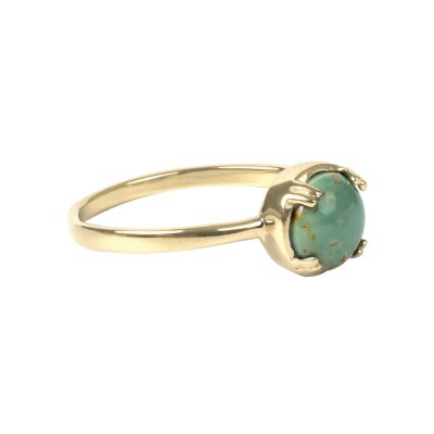 Sterling Silver Green Kingman Turquoise Ring Over 18K Yellow Gold Plated