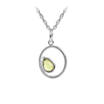 Sterling Silver Peridot Pendant With Chain 18 Inches