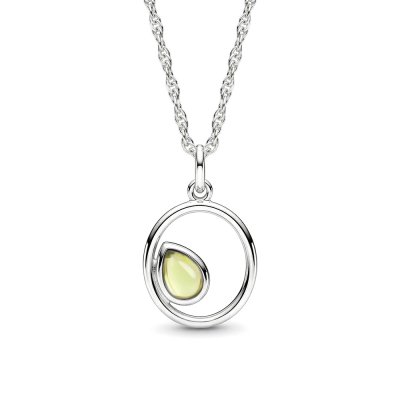 Sterling Silver Peridot Pendant With Chain 18 Inches