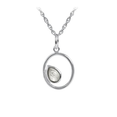Sterling Silver Rainbow Moonstone Pendant With Chain 18 Inches
