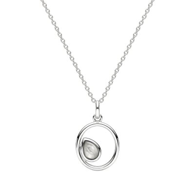 Rainbow Moonstone Sterling Silver Circle Pendant Necklace