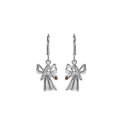Sterling Silver Garnet Angel Earrings