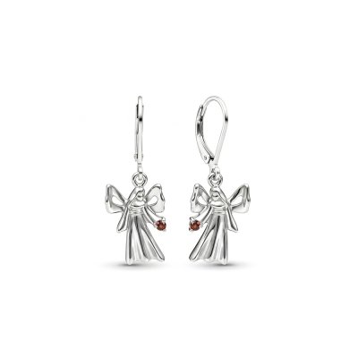 Sterling Silver Garnet Angel Earrings