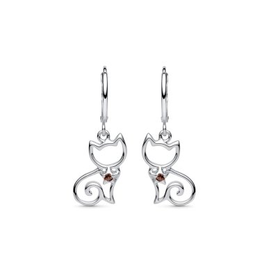 Sterling Silver Garnet Cat Earrings
