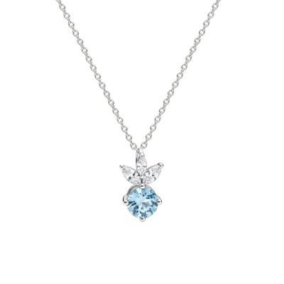 Sterling Silver Sky Blue Topaz Pendant With Chain 18 Inches