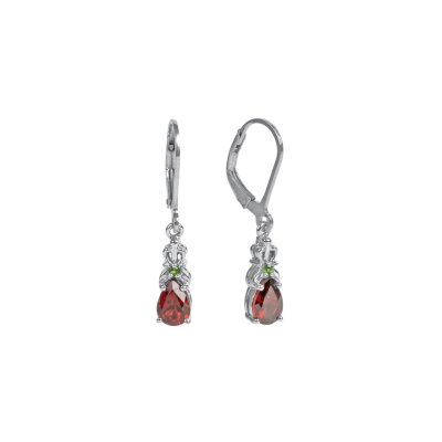 Sterling Silver Garnet with Chrome Diopside Earrings