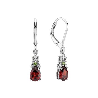 Sterling Silver Garnet with Chrome Diopside Earrings