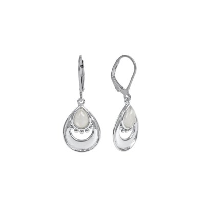 Sterling Silver Rainbow Moonstone Half Moon Earrings