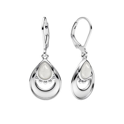 Sterling Silver Rainbow Moonstone Half Moon Earrings