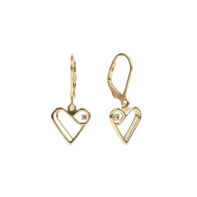 18k Yellow Gold Over Silver Pink Sapphire Te Amo Earrings