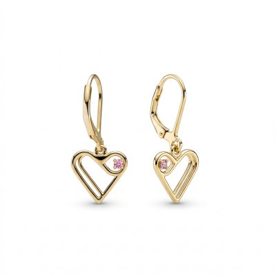 18k Yellow Gold Over Silver Pink Sapphire Te Amo Earrings