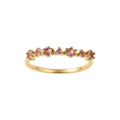 Sterling Silver Pink Sapphire Ring Over 18K Yellow Gold Plated
