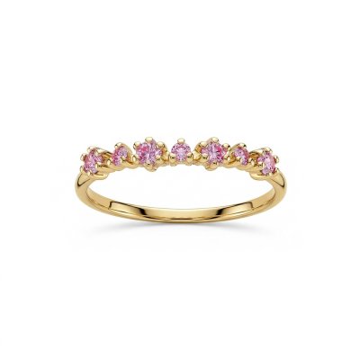 Sterling Silver Pink Sapphire Ring Over 18K Yellow Gold Plated