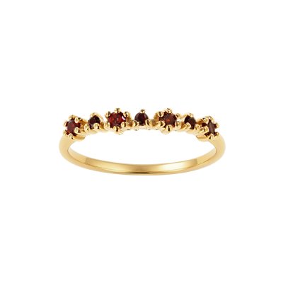 Sterling Silver Garnet Ring Over 18K Yellow Gold Plated