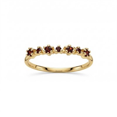 Sterling Silver Garnet Ring Over 18K Yellow Gold Plated