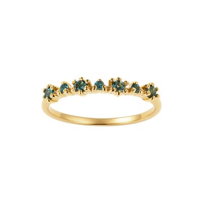 Sterling Silver London Blue Topaz Ring Over 18K Yellow Gold Plated