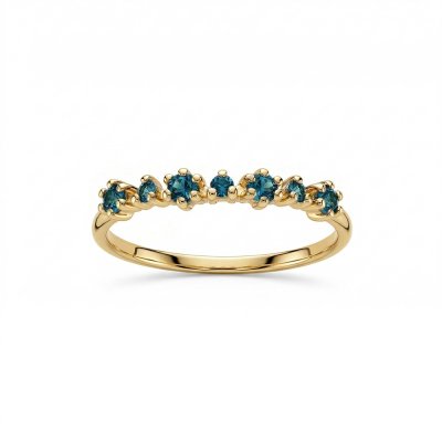 Sterling Silver London Blue Topaz Ring Over 18K Yellow Gold Plated