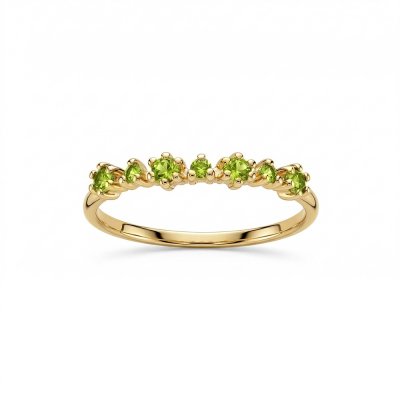 Sterling Silver Peridot Ring Over 18K Yellow Gold Plated