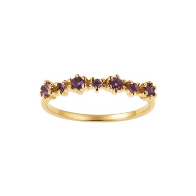 Sterling Silver African Amethyst Ring Over 18K Yellow Gold Plated
